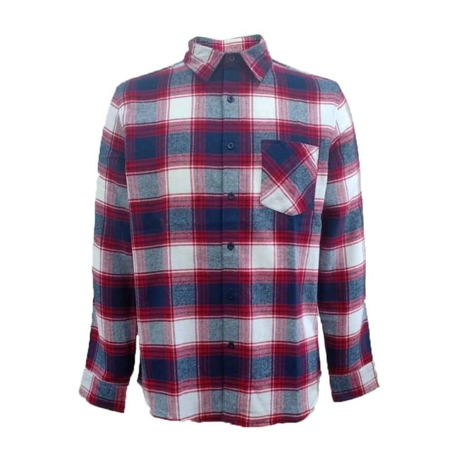 Camisa George Talla CH Manga Larga de Franela con Cuadros Blanco Azul y Rojo