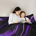 thumbnail image 5 of Manfei Geometric Lines 7 Pieces Bedding Comforter Set,Minimalism Geometric Line Full Bedding Set,Black Purple Fitted Sheet Flat Sheet For Girls Boys,Super Cozy Room Decor Reversible, 5 of 9