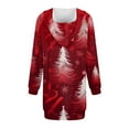 thumbnail image 6 of Women's Long Sleeve Hooded Sweatshirt Dress with Snowflake Christmas Tree Print, Ugly Christmas Sweater Women Style, Cozy Fall and Winter Dress with Pockets for Holiday,Red,2XL, 6 of 7