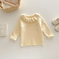 thumbnail image 2 of NAISIBABY Little Girls Sweater, Ruffles Crewneck Soft Warm Long Sleeve Fall Winter Classic Ribble Knit Tops Beige 4T, 2 of 5