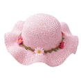 thumbnail image 1 of 51-52 cm circunferencia del sombrero sombrero de verano para niños sombrero de paja de flores sombrero de lavabo grande sombrero de paja protector solar para playa, 1 of 5