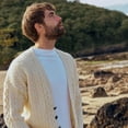 thumbnail image 4 of Mens Irish V Neck Sweater Cardigan Made By Aran Woollen Mills, 4 of 5