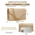 thumbnail image 3 of Evening Bag Clutch Purses for Women Ladies, Evening Wedding Party Velvet Suede Pleated Handbag with Chain, Beige, 3 of 7