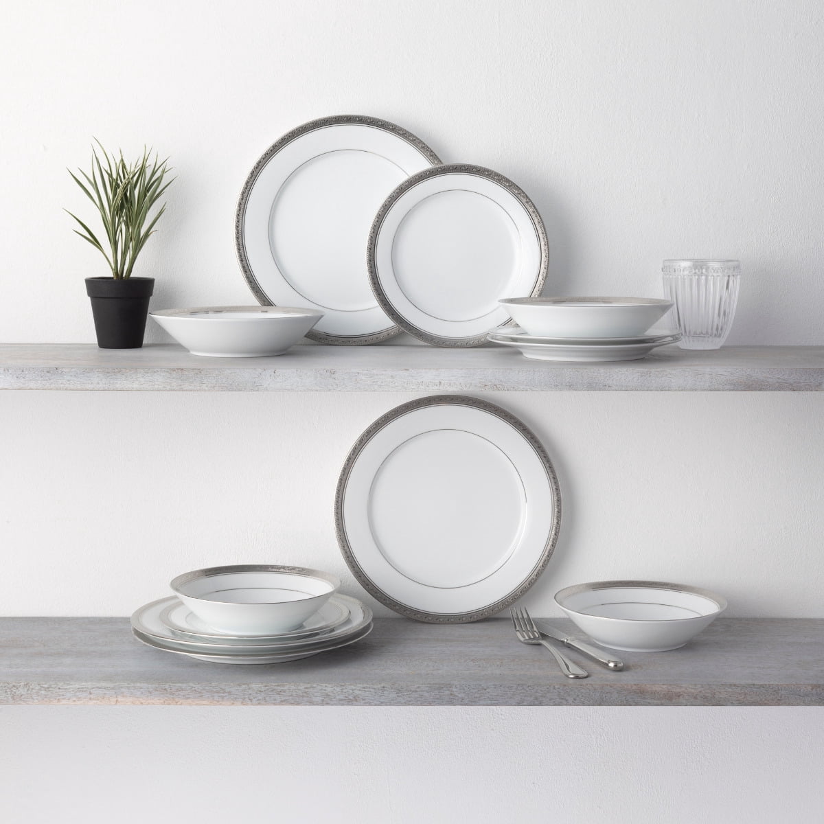 Noritake Crestwood Gold – Servizio Piatti Da Tavola Per 4 Persone, 12 Pezzi In Porcellana Bianca Con Bordo Dorato - 6