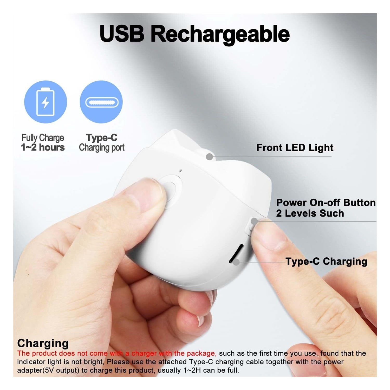 Automatic Electric Nail Clipper with LED Light & 2 Speeds with Nail Scraps Storage, USB Rechargeable Safety Fingernail Trimmer for Baby, Children, Kids, Adult, Seniors and Caregivers, White