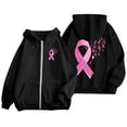 thumbnail image 5 of Long Sleeve Sweatshirt For Women Solid Color Zip Up Hoodie Pullover Cancer Awareness Month Drawstring Casual Comfortable For Everyday Wear Winter Pullover Jumper Tops, 5 of 6