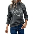 thumbnail image 4 of zanvin Cadeau de la Saint-Valentin, Haut de Mode à Col Rond Imprimé pour Femmes, Manches Longues, Chandails en Molleton, Gris, TG, 4 of 5