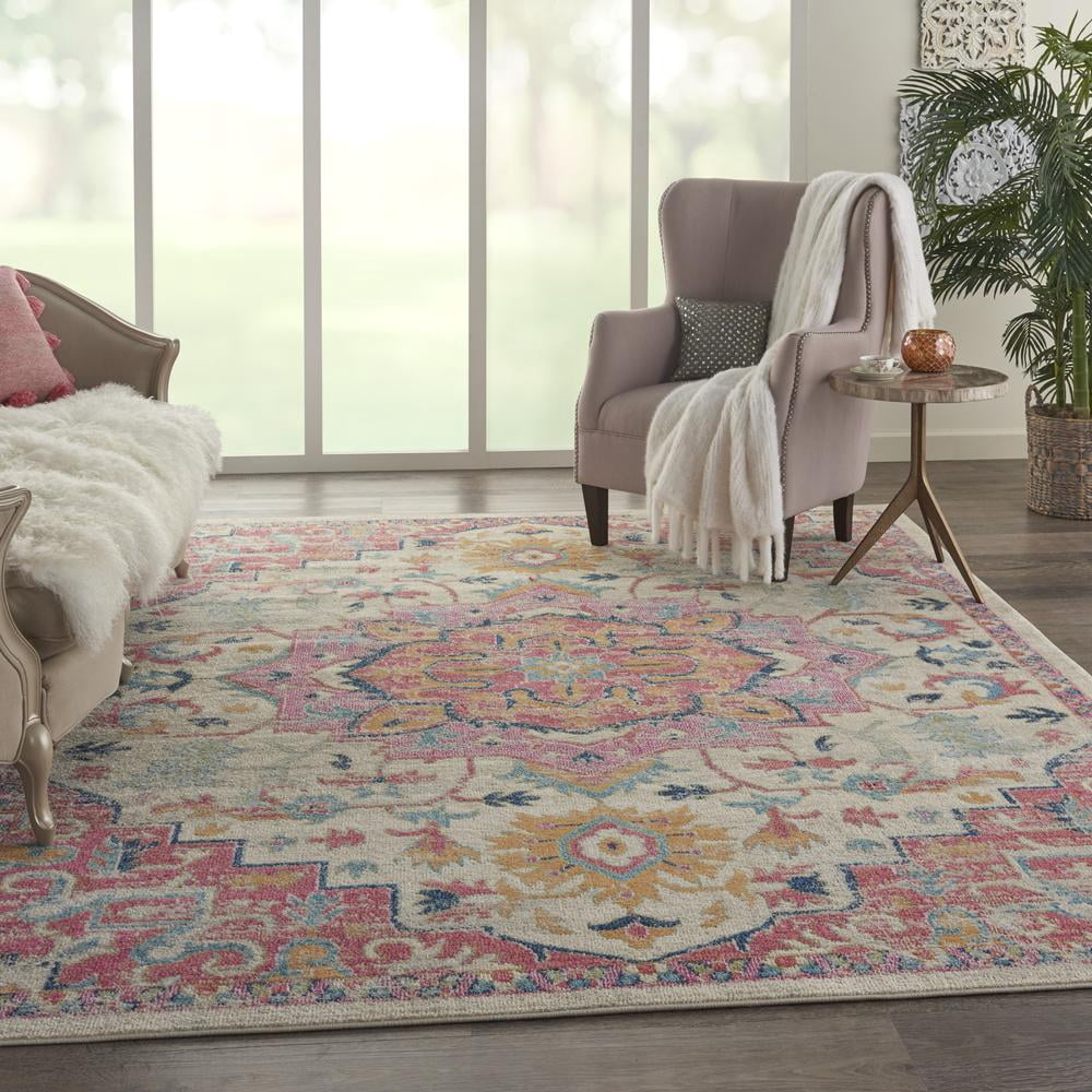 Nourison Passion Bohemian Ivory/Pink 8' x 10' Area Rug, (8x10)