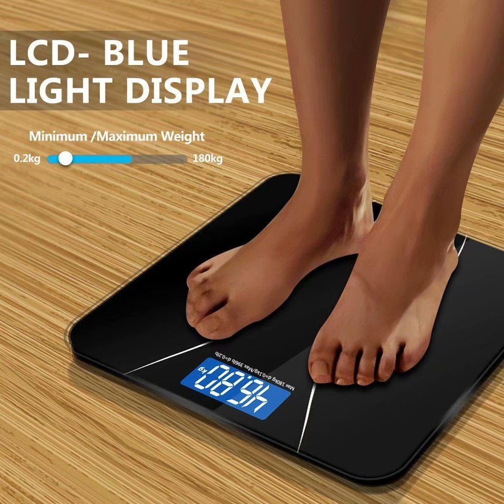 400lb/180KG Digital Bathroom Scale Body Weight Scale LCD Glass High Precision 