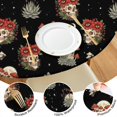thumbnail image 4 of Black Skull Flower Mushroom Pattern Round Fitted Tablecloth with Elastic Edge,Dining Table Cover Waterproof,Outdoor Round Tablecloth for Camping,Dining,Indoor and Outdoor, 4 of 7