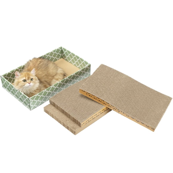 Tabla de rascar para gatos MECOOL reversible corrugada con caja