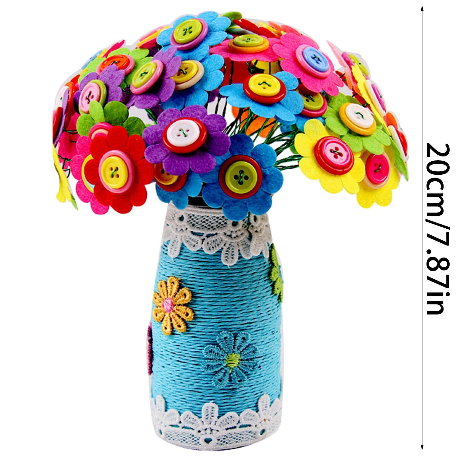 Flower Craft Kit For Kids DIY Bouquet Making Art Project Educational Toy For Children Button Flower Arrangement Activity