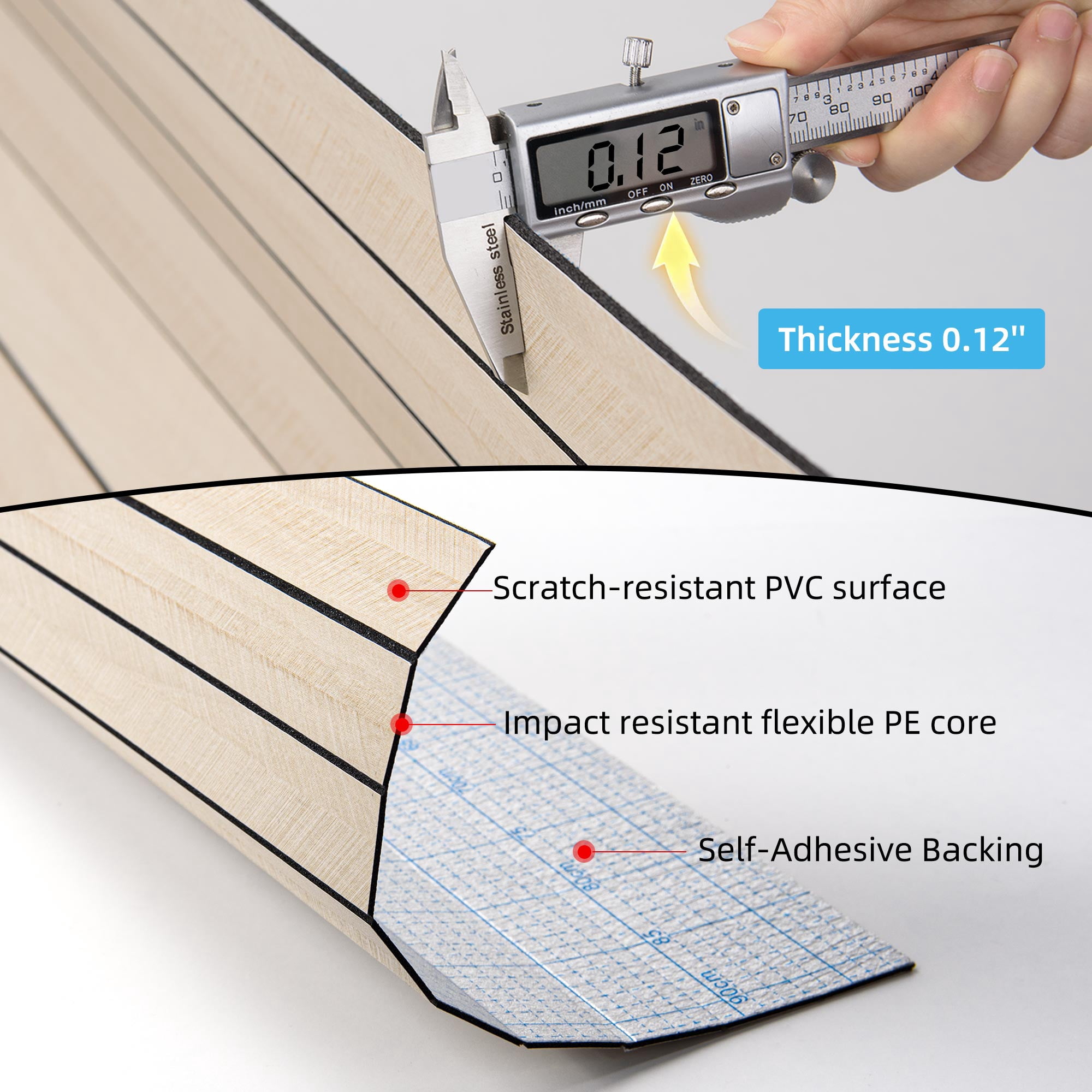 Yeslife 6-Pack Peel and Stick PVC Wood Slat Wall Panels, 48.03 in. x 15.75 in., Herringbone Oak Wood Finish, Thickened 3D Decorative Wall Panels for Living Room, Bedroom & Office