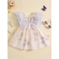 thumbnail image 3 of Argulvti Toddler Girls Polyester Dress Flower Butterfly Embroidery Fly Sleeve V-Neck Dress Summer Casual Princess Dress, 3 of 8
