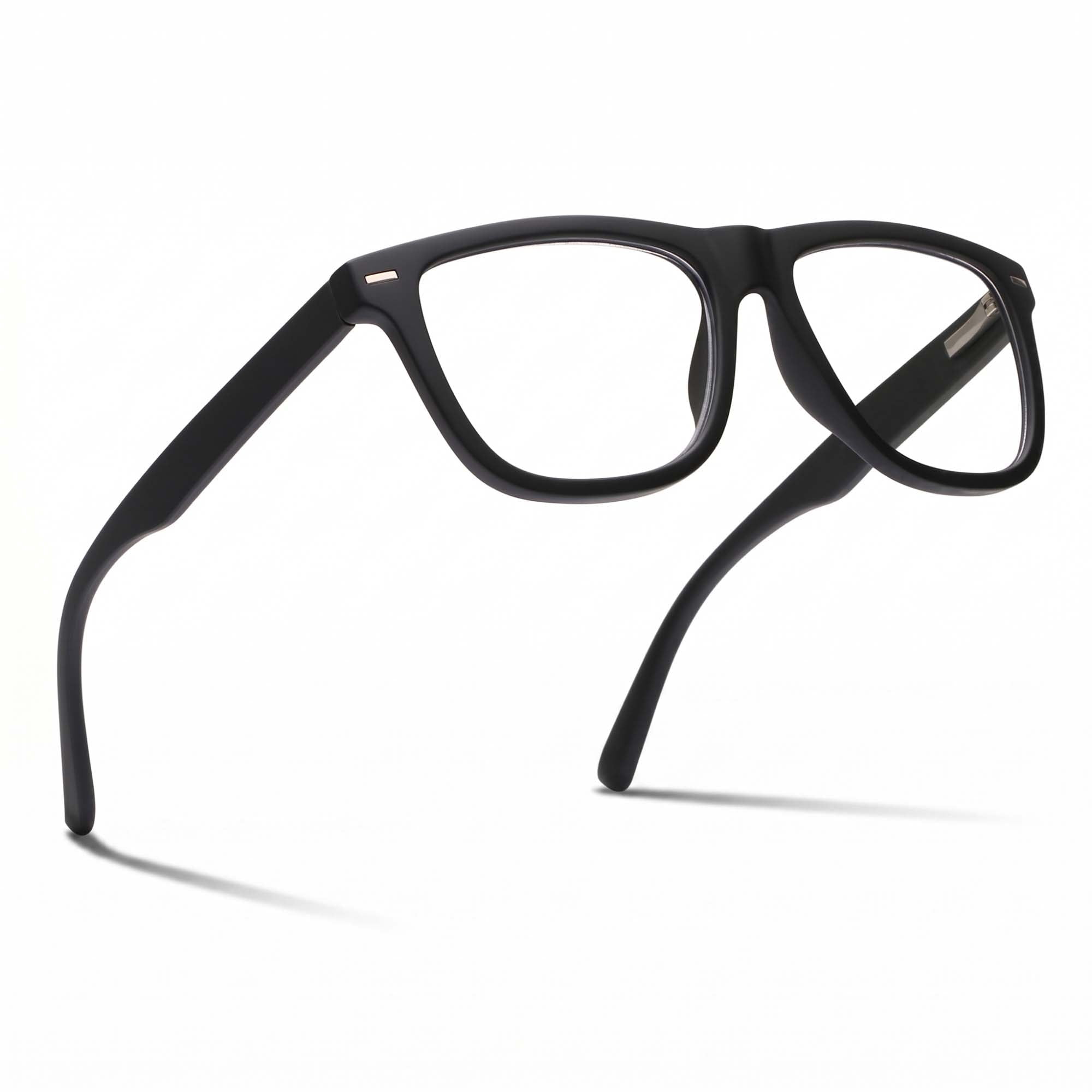 2SeeLife Blue Light Reading Glasses for Men – Oversized Square Readers, Lightweight TR-90 Frame, Spring Hinges, Medium Fit, Black, +1.50