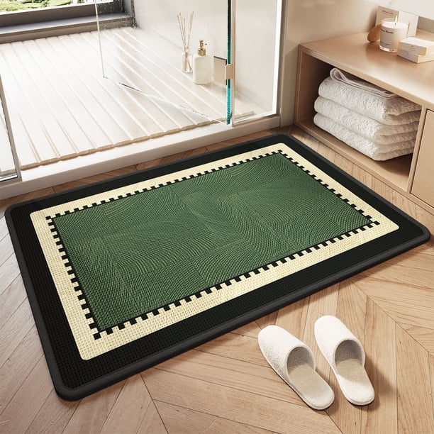 Alfombra de baño absorbente antideslizante con patrón decorativo, lavable a máquina, de 60x40 cm para baño, dormitorio, entrada.