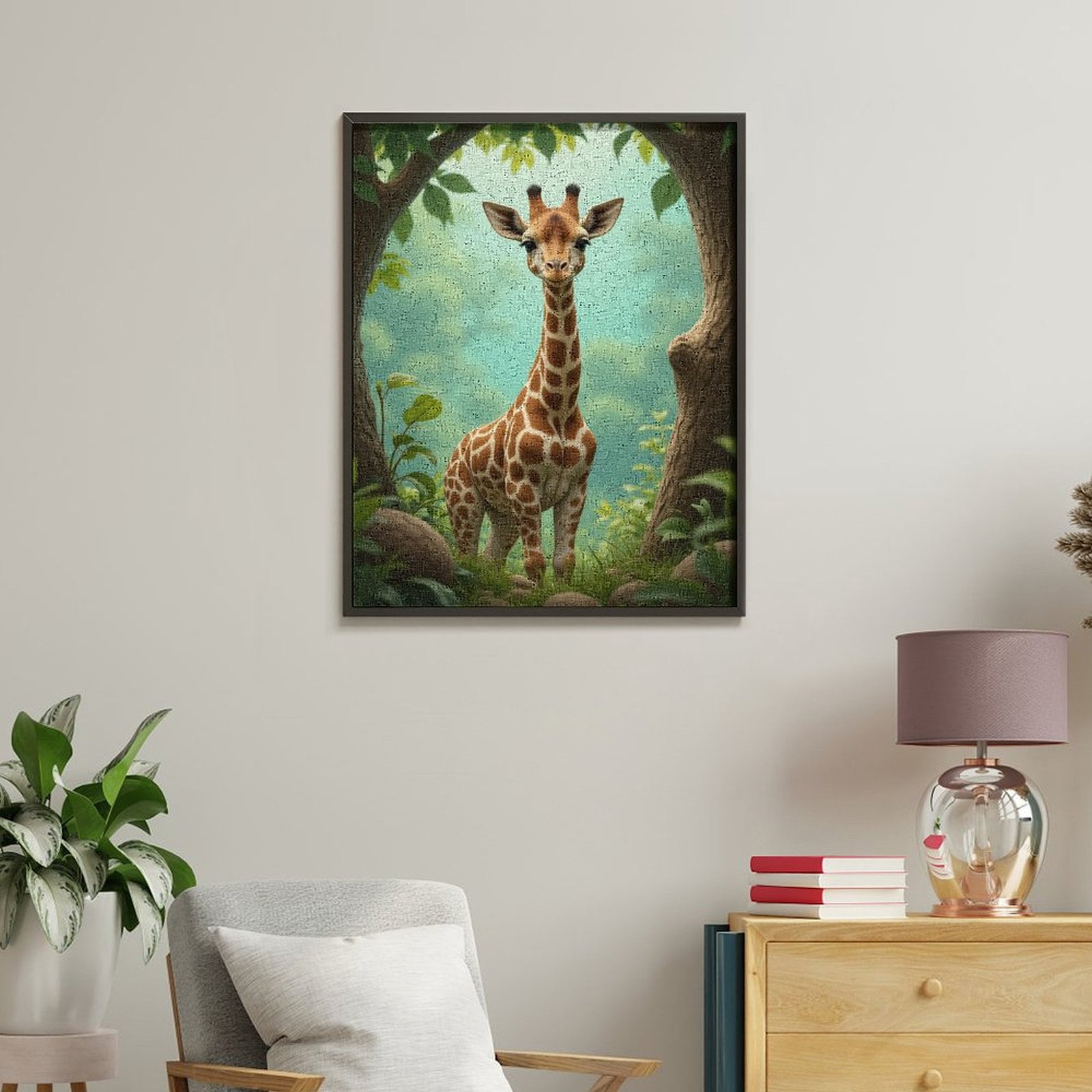 Paint By Numbers Kit for Adults Beginner - DIY Gentle Giraffe Among Trees Canvas Painting Kits for Adults, Frameless Paint By Number for Adults for Home Wall Decor 16x20 Inch
