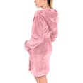 thumbnail image 4 of Hvyesh Short Kimono Robes for Women Plush Long Sleeve Bathrobe Casual Shawl Collar Puffer Lined Towel Bathrobe Comfy Sleepwear Pajamas with Hood, 4 of 7
