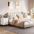 thumbnail image 5 of Tribesigns 3 Drawers Nightstand White Gold Bedside Table Set of 2, Bedroom Tall Night Stands White Gold Sofa End Table with Storage, Bedside Table for Bedroom, Living Room (2PCS), 5 of 5