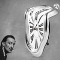 thumbnail image 5 of Reloj derretido, reloj derretido para decoración en casa, oficina, estante, mesa de escritorio, regalo creativo divertido, plata Roma, 5 of 5