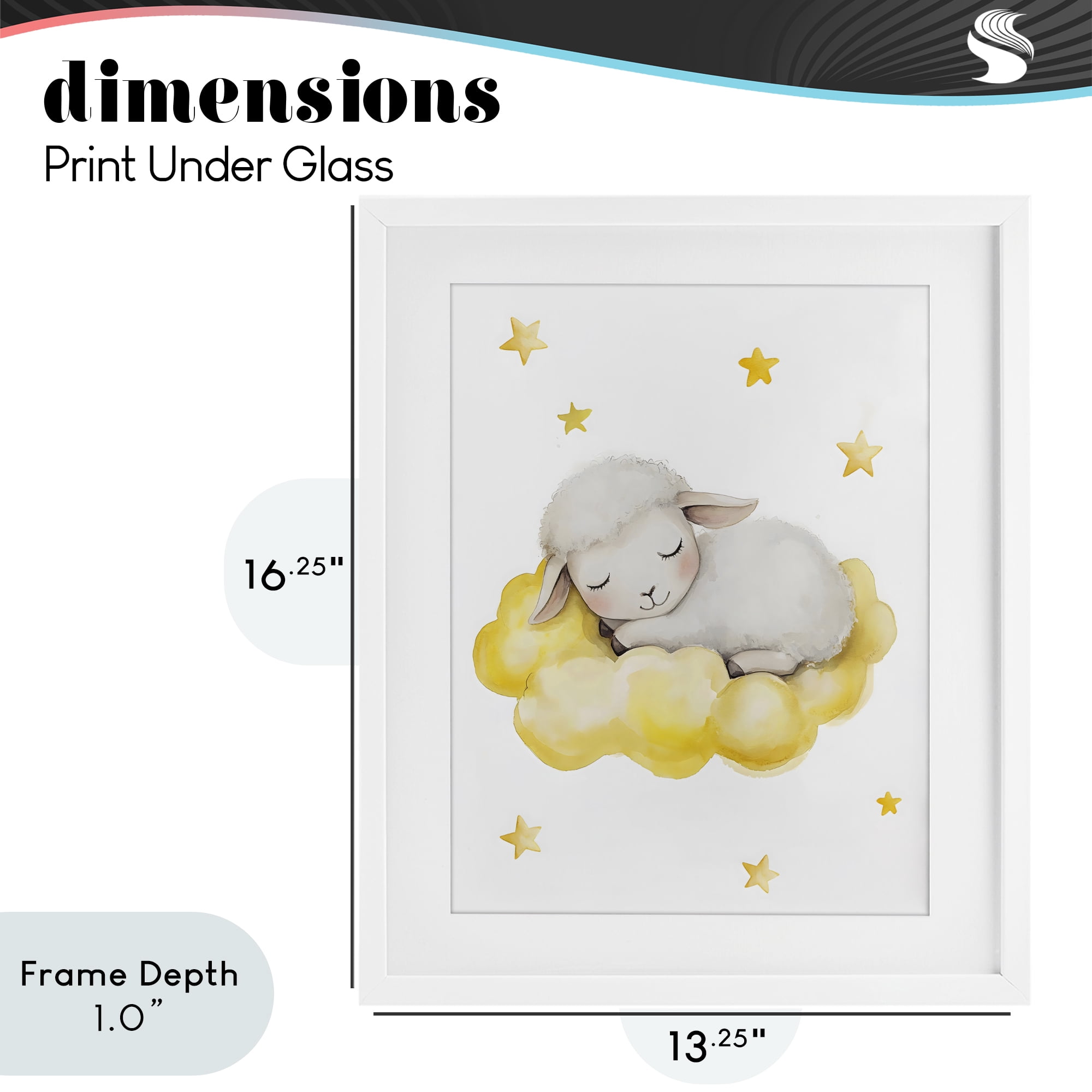 Stupell Industries Sleeping Sheep on Yellow Cloud White Framed Print Under Glass, design by LSR Design Studio