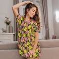 thumbnail image 3 of Kdxio Tulips Flowers Pattern Womens Short Sleeve Sleepshirt Scoopneck Cute Nightdress Ruffle Comfy Nightgown, 3 of 6