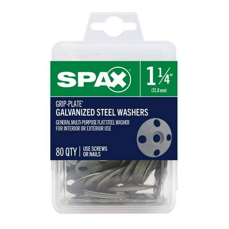 

1 Pc Spax Grip-Plate Galvanized Steel 1-1/4 In. Flat Washer 80 Pk