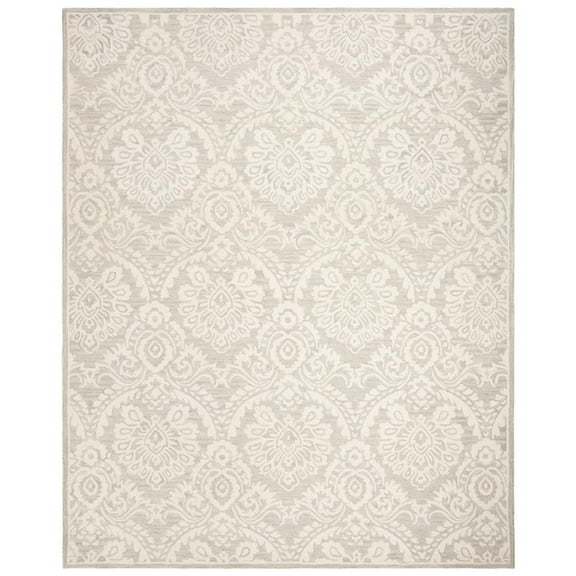 SAFAVIEH Blossom Travis Geometric Wool Area Rug, Silver/Ivory, 9' x 12'