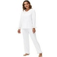 thumbnail image 5 of Womens Button Down Pajamas Set Soft Pjs Long Sleeve Top and Pants Sleepwear Set Lounge Sets, 5 of 6