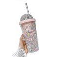 thumbnail image 1 of 2026 Double Layers Rainbow Plastic Water Bottle With Straw Creative 550ml Mug, 1 of 5