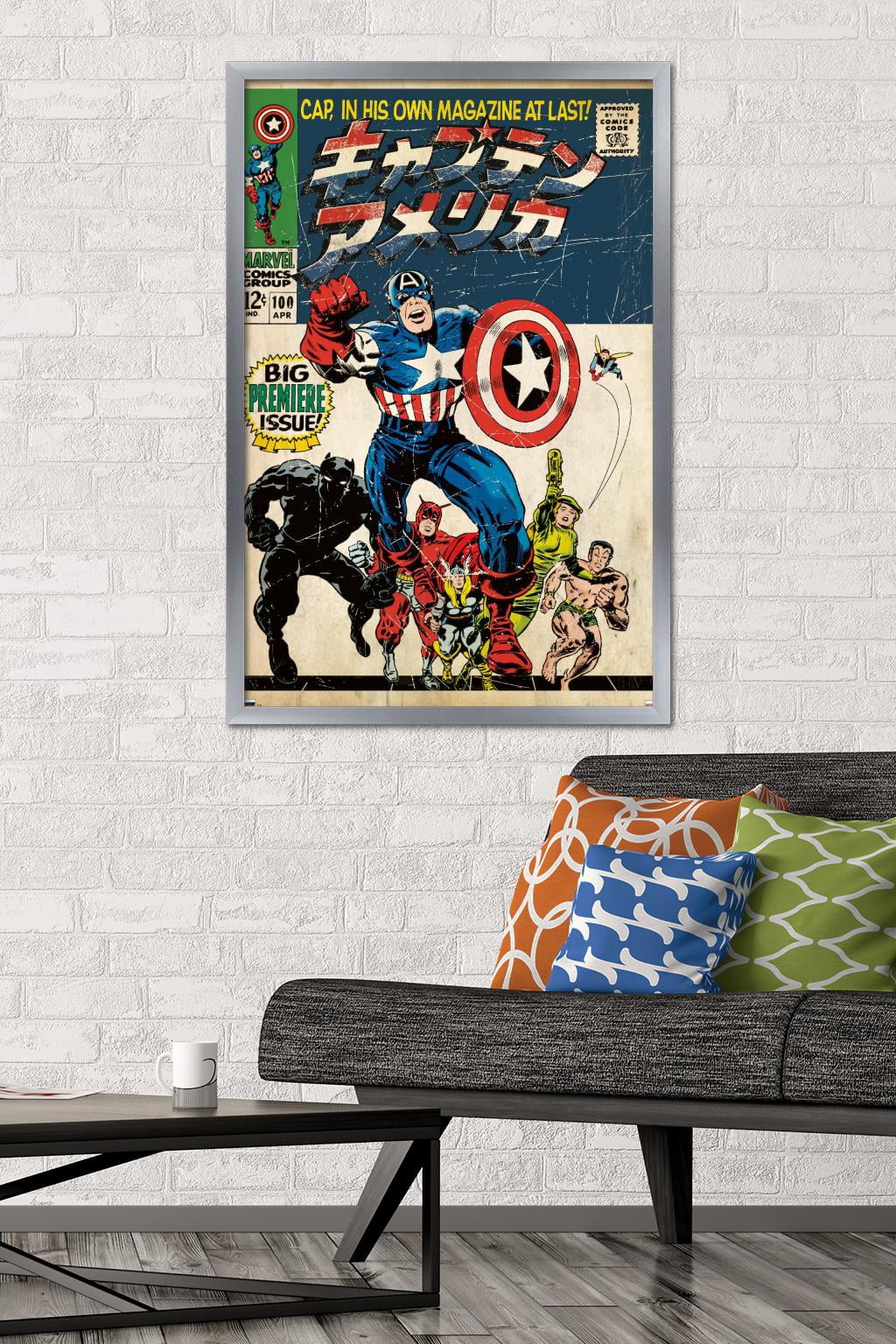 Marvel Katakana - Captain America #100 Wall Poster, 22.375" x 34" Framed