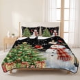 thumbnail image 3 of Quilts Twin Size Bedding Set, Christmas Snowman Lightweight Quilted Comforter, Black Cardinal Bird Xmas Snowflake Tree Soft Reversible Bedspread Coverlet with Pillow Covers for All Season, 68" x 86", 3 of 9