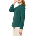 thumbnail image 5 of INSPIRE CHIC Women's Stand Collar Pleated Button Keyhole Button Blouse L Deep Green, 5 of 8