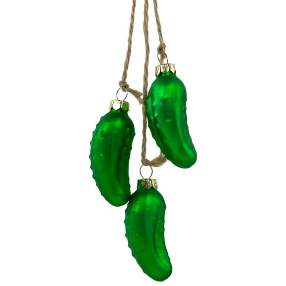 Northlight 8.5" Matte Green Christmas Pickle Trio Cluster Ornament