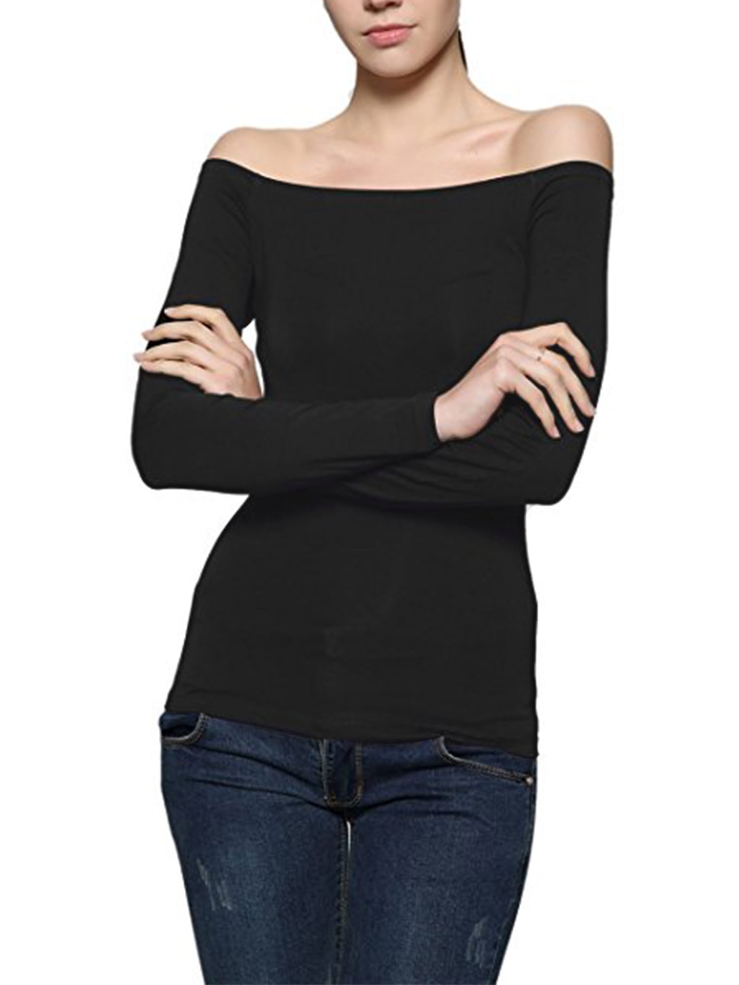 black off the shoulder top walmart