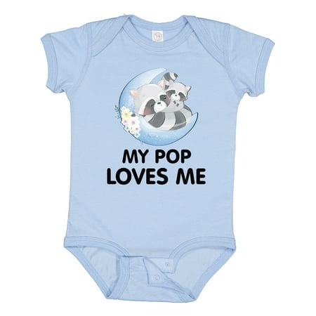 

Inktastic Raccoon My Pop Loves Me Gift Baby Boy or Baby Girl Bodysuit