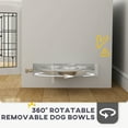 thumbnail image 3 of PawHut Dog Crate Furniture with 360Â° Rotatable Removable Dog Bowls, Two Doors, Non-slip Foot Pads, Dog Kennel Furniture for Medium Dogs, White, 3 of 9
