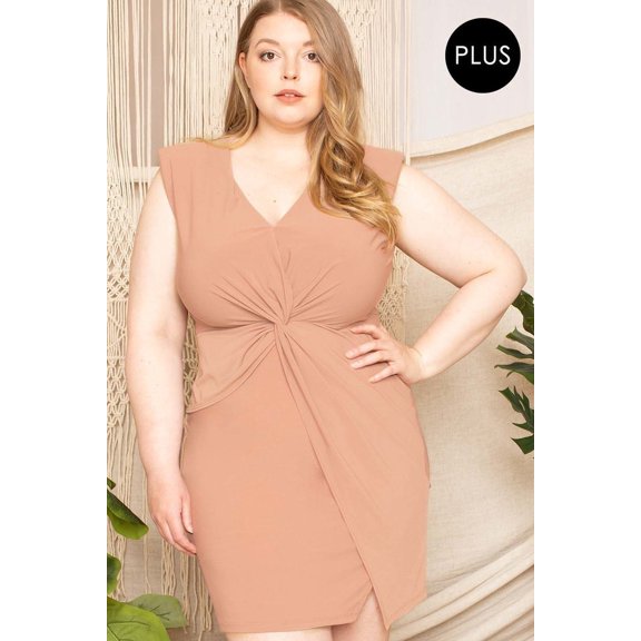 Twist Waist Plus Size Mini Dress 1XL