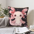thumbnail image 4 of KLL Cute Axolotl Sakura Blossoms Decorative Throw Pillow Covers Velvet Soft for Couch Sofa Bedroom Living Room Outdoor (No pillow core)- 20"x20", 4 of 5