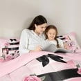 thumbnail image 4 of Manfei Smart Perfume Lipstick Twin Bedding Sets 7-Piece,Pink Flower Floral Bedding Comforter Set,Fashion High Heels Sheet Sets For Child,Microfiber Bedroom Decor,Reversible, 4 of 8