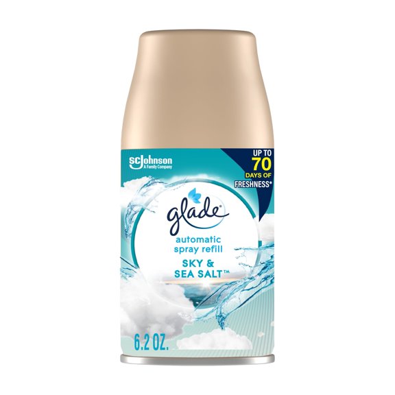 Glade Ambientador automático en spray para el hogar y el baño, sal de cielo y mar, 6.2 onzas