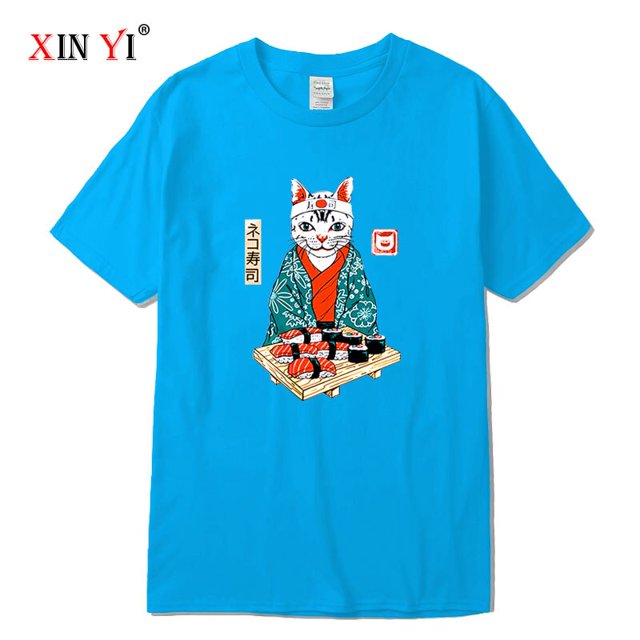 XIN YI-Camiseta de anime de alta calidad para hombre, camisa informal holgada de manga corta con cuello redondo, 100% algodón qym unisex