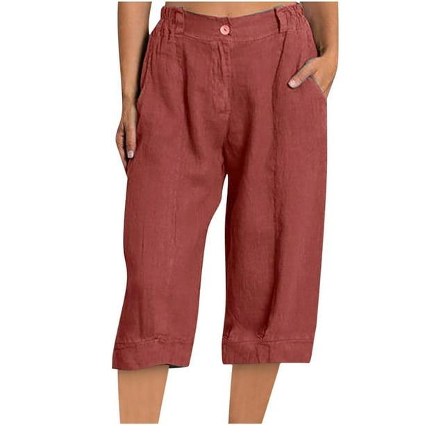 Womens Capri Pants Summer Casual Loose Fitted Capris for Women Elastic
