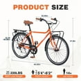 thumbnail image 5 of POVANLI  26 Inch Vintage Style Bike 7-speed rear derailleur and 7 speed shifter,Steel Frame comfort bike Retro Commute bicycle for Women and Men, 85% assembled,Gift(Orange), 5 of 5