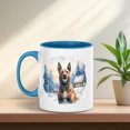 thumbnail image 2 of Hello Winter Belgian Malinois Welcome Snowy Night Watercolor Vintage 11oz Accent Two-tone Mug Sheepdog Dog Lover Gifts Coffee Tea Cup - 01011, 2 of 5