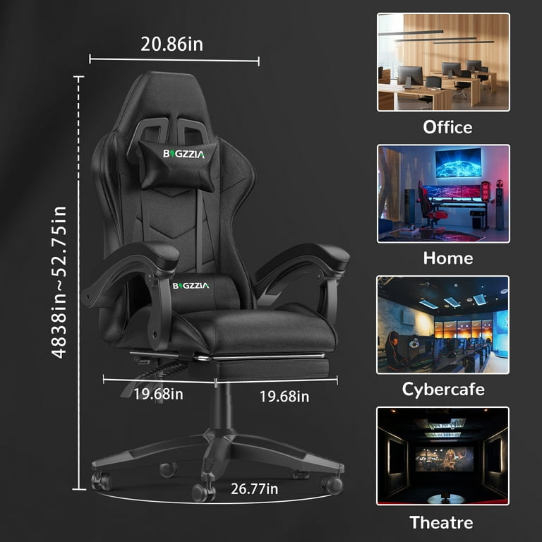 Bigzzia Gaming Chair with Footrest Computer Chair with Lumbar