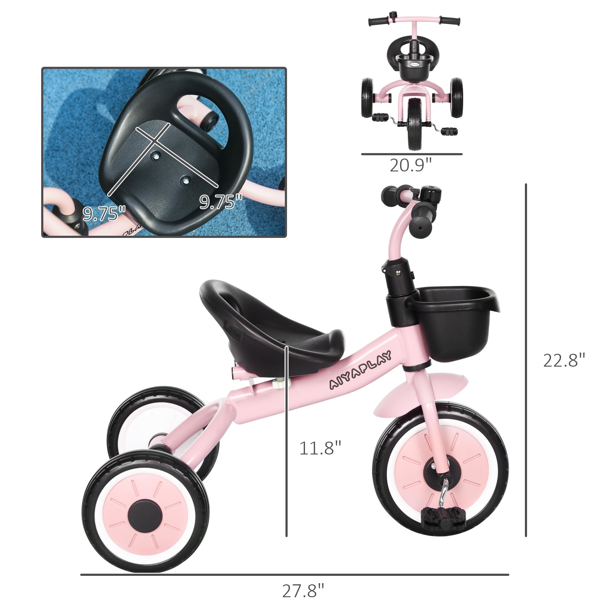 Qaba Tricycle for Kids Age 2-5, Toddler Bike for Children, Pink