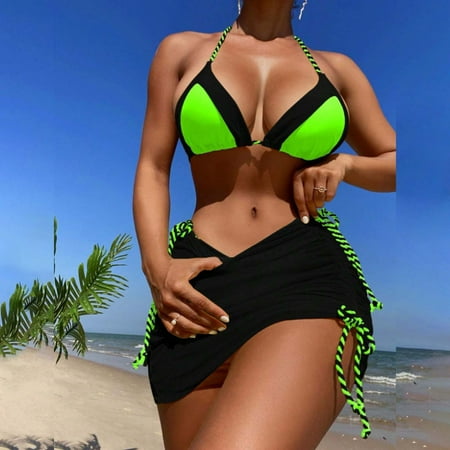 Yanyanz Swim Suits for Women 2025  Women s Three High Waisted Bikini Sets Sporty Skirt Swimsuit High Cut Bathing Suits  Women Swimsuits