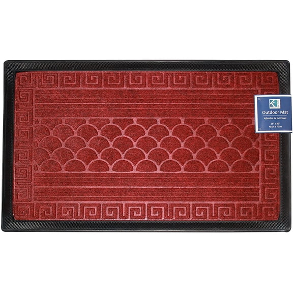 Rustic Outdoor Mat Non Slip Doormat Durable Welcome Mat, Rubber Backing Rug 18"x30" - Burgundy