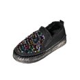 thumbnail image 2 of Hinvhai Women's Rhinestones Glitter Slip on Fleece Sneakers,Thick-Soled Platform Loafers Fashionable Round Toe Casual Shoes Black 6.5(38), 2 of 9